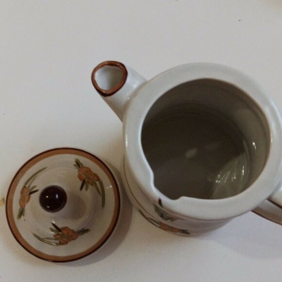 VINTAGE 2PC CALIFORNIA POTTERY USA Crocus  COFFEE TEA POT 8.5" - Picture 7 of 8